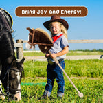 HollyHOME Stick Horse Plush Handcrafted Hobby Horse on a Stick with Wood Wheels Real Pony Neighing and Galloping Sounds for Kids Toddlers Chocolate 36 Inches(AA Batteries Required)