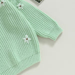 Mubineo Baby Girl Winter Clothes Cute Flower Sweater Crewneck Pullover Long Sleeve Knit Newborn Infant Sweaters (US, Age, 2 Years, 3 Years, Mint Green)