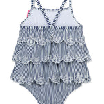 Little Me Clothes for Baby Girls' Navy Stripe Swimsuit, Navy, 2 Toddler