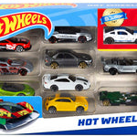 Hot Wheels Toy Cars & Trucks 10-Pack, Set of 10 1:64 Scale Vehicles, Includes Race Cars, Semi, Rescue or Construction Trucks (Styles May Vary)