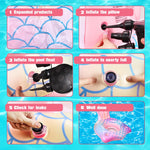 Runpon Mermaid Inflatable Pool Float Chair with 2 Cup Holders, Armrests, Pink Flamingo Pool Float for Adults Kids, Swimming Pool Lounger Pool Toy Pool Floaties for Summer Beach Party