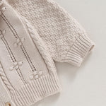 Newborn Baby Girls Knit Cardigans Long Sleeve Crewneck Hollow Knit Thin Sweater Toddler Button Tops Coat Outwear (Apricot-Doll Collar, 6-12 Months)