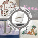 Embossed Baby Quilt Neutral Durable Lightweight Baby Blankets Four Seasons Cotton Nursery Bed Blankets for Personlized Monogram 46x36 Inches (White)