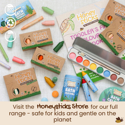 Honeysticks 100% Pure Beeswax Crayons (12 Pack) - Pastel Colored, Non Toxic Crayons, Safe for Babies and Toddlers, For 1 Year Plus, Made with Natural Beeswax and Food-Grade Colors, Eco-Friendly