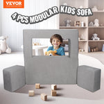 VEVOR Modular Kids Play Couch, Toddler Sofa Bed, Child Sectional Sofa with Removable Cover for Kids Girls & Boys, Grey