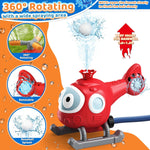 Water Sprinkler Baseball Toy for Kids, 2 in 1 Helicopter Water Sprinkler T Ball Set with 2 Spray Modes, Summer Outdoor Water Spray Toys for Toddlers Yard, Ages 3+