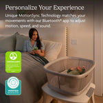 UPPAbaby Soma Smart Bassinet – 5 motions + 5 speeds + 4 Sounds with MotionSync Technology – Height Adjustable – Included Mattress, Sheet + Storage Basket – Charlie (Sand Mélange)