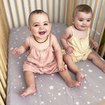 Newton Baby Fitted Crib Sheet (2-Pack) - Ultra Breathable and Soft, Organic Cotton, Fits All Standard Cribs, Stardust Grey & Plain White