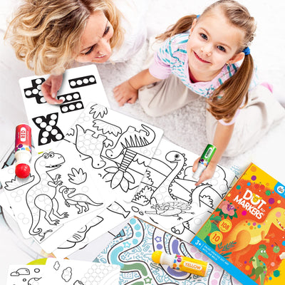 Jar Melo Washable Dot Markers for Toddlers 1-3, 8 Colors Dot Paints with 108 PDF & 10 Physical Activity Papers, Non-Toxic Bingo Daubers for Toddlers 2-4, Kids Arts And Crafts Supplies