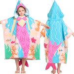 Joiedomi Kids Beach Towels with Hood for 3-10 Years Boys Girls Unicorn Hooded Toddler Bath Towel Poncho Absorbent Quick Dry Soft Microfiber Swim Robe with Backpack Lightweight 30"x30" for Beach Pool