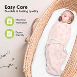 3-Pack Organic Baby Swaddle Sleep Sacks - Swaddles for Newborns, Infant 0-3 Months, Baby Girls, Boys, Soft & Snug Newborn Sleep Sack, Nursery Swaddling Blankets, Velcro Closure (ABC Land Rose)