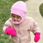 N'Ice Caps Baby Toddler Mittens Kids 2 Pairs Fleece Gloves Winter Warm Sherpa Lined Pack (Pink/Fuchsia Pack - Infant No Thumbs, 6-18 Months)