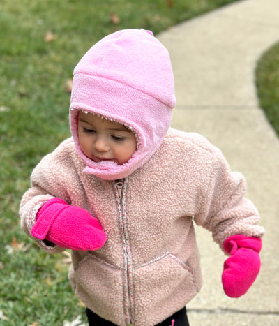 N'Ice Caps Baby Toddler Mittens Kids 2 Pairs Fleece Gloves Winter Warm Sherpa Lined Pack (Black/Navy Pack - Infant No Thumbs, 6-18 Months)