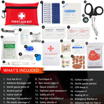 Mini First Aid Kit, 122 Piece Small First Aid Kit Designed for Family Emergency Care for Home, Camping, Hiking, Backpacking, Travel, Vehicle, Outdoors & Schools