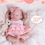 Aori Reborn Baby Dolls Girl 20'' Realistic Sleeping Newborn - Lifelike Poseable Vinyl Baby Doll with Feeding & Outfit Set - Weighted Body for Cuddling, Gift for Collectors & Kids 3+