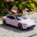 LOVEPOSELY 1:32 Car Model Compatible for Porsche Taycan Diecast Toy Car, Collectible Zinc Alloy Pull Back Vehicles Toy with Sound and Light for Adult Boys Girls 3 4 5 6 7 8 (Pink)