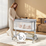 Ezebaby Baby Bassinets Bedside Sleeper, Portable Bedside Bassinet for Baby Newborn Infants with Adjustable 7 Heights and All Mesh Sides, Newborn Crib with Mattress and Soft, Breathable Sheet
