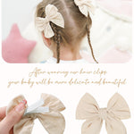 doboi 20PCS Fable Bows 3.6 Inch Hair Clips Baby Girls Hair Clips Cotton Linen Bows for Girls Solid 10 Color Hair Accessories for Baby Toddlers Kids