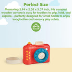 PlanToys® My First Wooden Toy Camera for Toddlers | Kaleidoscope Lens & Clickable Shutter | Montessori-Inspired Pretend Play Camera | Eco-Friendly Sensory Toy for Kids Ages 18+ Months