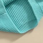 Pivanzore Baby Girl Boy Toddler Knit Sweater Cute Round Neck Long Sleeve Blouse Pullover Oversized Sweatshirt Warm Kids Tops Cyan