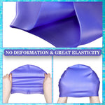 Syhood 6 Pieces Unisex Adult Silicone Swim Cap Waterproof Swimming Hat Non Slip Pool Hat Elastic Silicone Cap for Long and Short Hair(Black, Gray, White, Blue, Deep Purple, Pink)