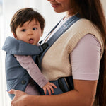 BabyBjörn Baby Carrier Mini, Vintage Indigo, Woven | Newborn Carrier (7-25 lbs), Ergonomic, Easy-to-Use