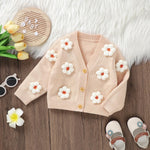 Toddler Baby Girl Sweater Floral Cardigan Knit Long Sleeve Coat Cute Fall Winter Outfits Clothes Infant Newborn (Apricot, 6-9 Months)
