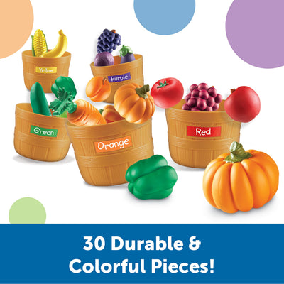 Learning Resources Farmer's Market Color Sorting Set - Play Food for Kids, Toddler Stacking Toys, Grocery and Kitchen Play Toys , Montessori, Fine Motor Skills , Gifts for Boys And Girls