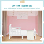 Dream On Me San-Fran Toddler Bed in White, 2 Safety Guard Rails, Low to Floor Design, Sustainable New Zealand Pinewood, Greenguard Gold Certified & BSA Certified
