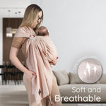 Ring Sling Baby Carrier - USA Lab Tested, 100% Natural Cotton Muslin, Breathable & Ergonomic Ring Sling Sunset Rose