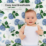 Horaldaily 2 Pack Fitted Crib Sheet for Boys Girls,Soft Breathable Washable Jersey Microfiber Baby Crib Sheet, Fits Standard Size Crib Mattress 28in x 52in, Floral Butterflies Nursery Sheet Blue/White
