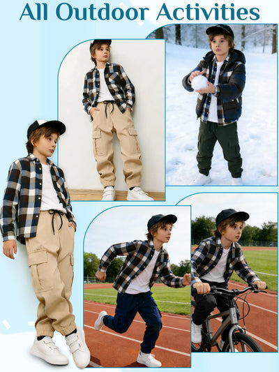 EIVAMIA Toddler Boy Pants Joggers Sweatpants for Baby Boys Soft Casual Cargo Pants with Drawstring Size 6-7Years Black