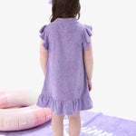 RuffleButts Baby/Toddler Girls Terry Butterfly Sleeve Full Zip Cover-Up - Wisteria Purple, 10