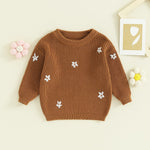 Mubineo Baby Girl Winter Clothes Cute Flower Sweater Crewneck Pullover Long Sleeve Knit Newborn Infant Sweaters (US, Age, 6 Months, 9 Months, Brown)