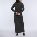 Motherhood Maternity Women's Long Sleeve Mesh Turtleneck Maxi Pregnancy Bodycon Dress, Gold Lurex