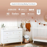 dadada Baby Harmony Nursery Set, Furniture Set. Baby Crib and Dresser Combo. Soho 3-in-1 Convertible Crib and Austin 5 Drawer Nursery Dresser. White Beechwood