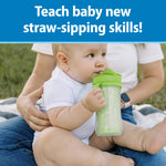 Dr. Brown's Milestones Insulated Sippy Cup with Straw and Handles, Spill-Proof Tumbler with Lid, 2-Pack, Green & Purple, 10 oz/300 mL, BPA Free, 12m+