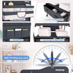 Saryocy Baby Changing Table with Storage, Versatile Folding Changing Table, Baby Changing Station, Removable Wheels, 4 Adjustable Height, Waterproof, Mobile Nursery for Infant and Newborn