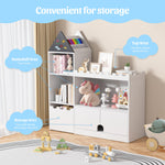 Decofy Toy Storage Organizer, Wood Kids Castle Bookshelf, 6 Cubby Children Bookcase, Montessori Book Shelf for Nursery, Playroom, Living Room [Size: 39.4’’ L* 11.8 ‘’ W * 39.4’’ H] White