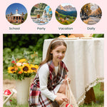 PATPAT Girls Fall Dress Set – Long Sleeve Knit Dress with Red Plaid Shacket – Kindergarten Outfit for Holiday Photos, 5–6 Years