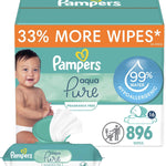 Pampers Baby Wipes Aqua Pure, 99% Water Based Wipes, Hypoallergenic and Unscented Infant Wipe, 336 Total (6 Flip-Top Packs)