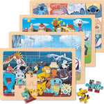 Cartoon Wooden Puzzles for Kids 3+ Year Old,24 Pcs Jigsaw Puzzles for Toddlers Activities, Preschool Educational Brain Teaser Boards for Boys and Girls 3 4 5 6 Years Old Birthday Gifts 5.9X8.8 Inch
