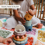 Hippypotamus Stacking Cups - Silicone Baby Stacking Toys - Montessori Soft Nesting Cups for Babies - Castle