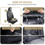 LUCMO Car Backseat Organizer with Tablet Holder,6 Storage Pockets Car Storage Organizer with Foldable Food Tray,Protectors Kick Mats Travel Accessories-Black