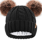 FURTALK Toddler Warm Winter Hat Kids Baby Knitted Soft Beanie with Double Faux Fur Pom Poms for Girls Boys