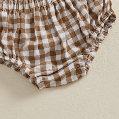 Toddler Baby Boy Girl Shorts Cotton Linen Plaid Bloomers Shorts Newborn Harem Shorts Bottoms (Khaki, 3-6 Months)