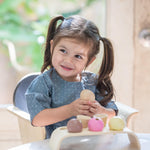 PlanToys® Wooden Ice Cream Playset for Kids | Includes Stand, Scoops & Cones | Pretend Dessert Play Food for Toddlers | Eco-Friendly Role Play Set for Imaginative & Fine Motor Skills Development