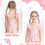 Kucnuzki Baby Girl Bathing Suit One Piece Swimsuit Pink Flower Bikini Set Baby 4T 5T Swimsuit Girls Toddler Ruffled Sleeveless Bathing Suits for Kids