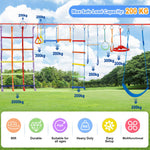 50ft Ninja Warrior Obstacle Course for Kids with Swing, Ninja Course for Kids Outside with 11 Accessories--Trapeze Swing, Climbing Net, Rope Ladder, Outdoor Playset with Monkey Bars