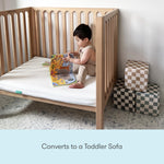 Newton Baby Galileo Mini Crib Solid Beech Wood with Wheels in Natural Color, Mini Crib Mattress Included, Adjustable Mattress Height, Ultra-Safe Non-Toxic Finish